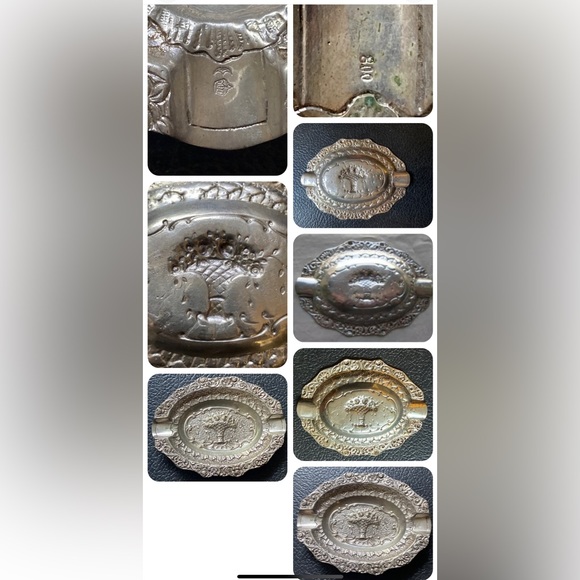 Vintage 800 Silver Ornate Rococo Ashtray Tray Repousse Italian German Dish - Picture 4 of 12